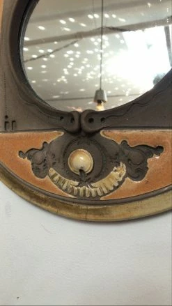 Antique Round Italian Cupid Mirror
