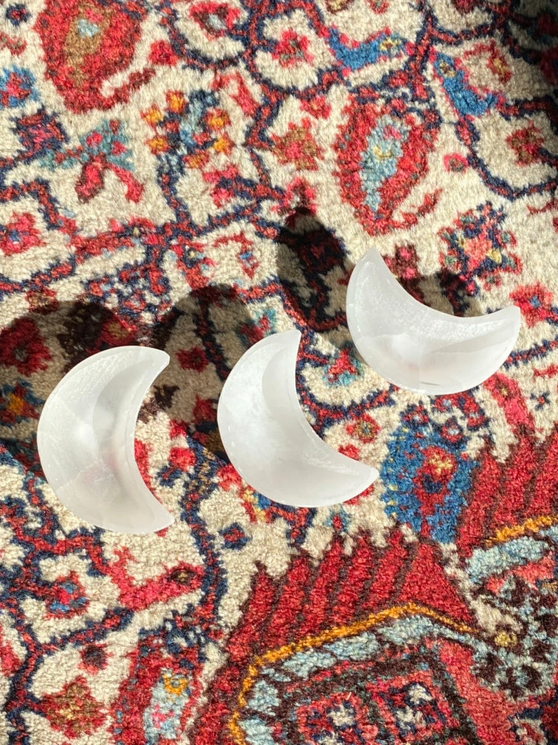 Feng Sway Selenite Moon Catch All Dish 3 Feng Sway Selenite Moon Catch All Dish