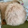 Feng Sway Exclusive ALL HOME DECOR + ODDITIES Round Mongolian Lamb Fur Pillow, Blush Color