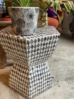 Feng Sway Exclusive ALL HOME DECOR + ODDITIES Harlequin Chic Abalone Inlay End Table