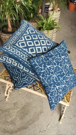 FENG SWAY Indigo Thick Weave Square Pillow