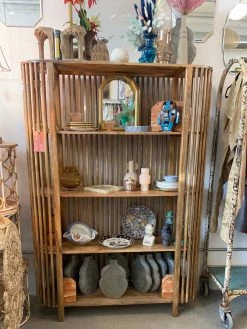 Vintage ALL HOME DECOR + ODDITIES 60s MCM Bamboo Bookcase + Storage Shelf
