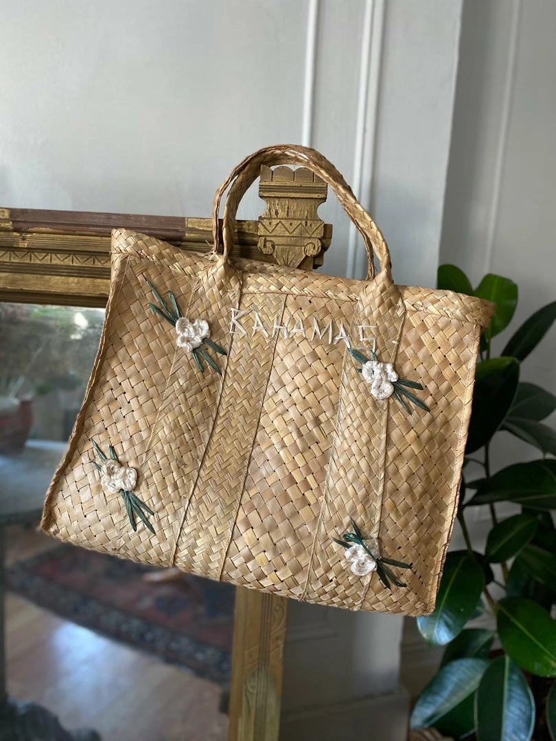 Vintage 60s World Traveler Woven Bahamas Market Bag 4 Vintage 60s World Traveler Woven Bahamas Market Bag