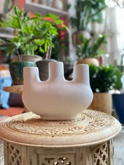 FENG SWAY BUD VASES MCM White 3-Hole Flower Vase