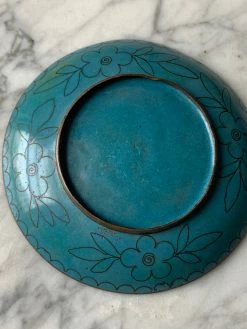 Vintage ALL ALTAR DECOR Night Sky Floral Cloisonné Enamel Dish