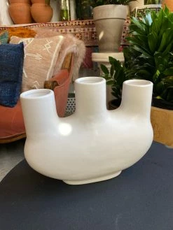 FENG SWAY BUD VASES MCM White 3-Hole Flower Vase