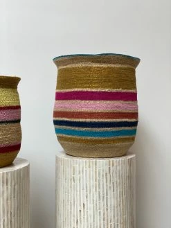 Feng Sway Exclusive Rainbow Stripe Plant Basket ~ 2 Sizes