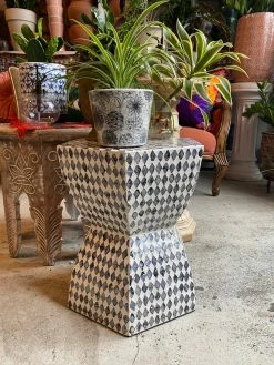 Feng Sway Exclusive ALL HOME DECOR + ODDITIES Harlequin Chic Abalone Inlay End Table