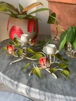 FENG SWAY CANDLES Antique Italian Rose Candle Stick Set