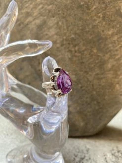 Scalloped Taxco 925 Sterling With Amethyst Set-In Stone~ Joy Heritage Collection