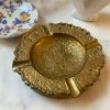 Vintage Antique Floral Brass + Wood Ashtray ALL HOME DECOR + ODDITIES