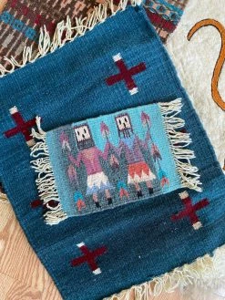 ALL HOME DECOR + ODDITIES Vintage Woven Wool Figural Table Rugs