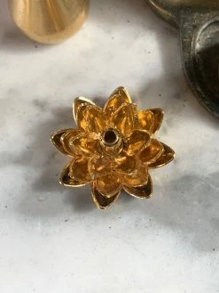 Vintage ALL RITUAL Brass Lotus Incense Holder