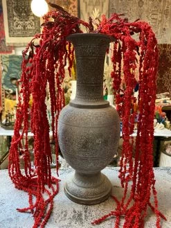 Antiqued Etched Brass Gothic Vase ALL RITUAL