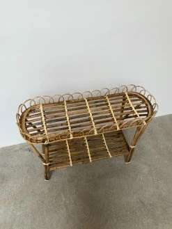 Vintage ALL HOME DECOR + ODDITIES 70s Bamboo Plant Stand W/ Shelf