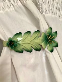 Vintage 20s Italian Fern Enamel Curtain Tie Backs
