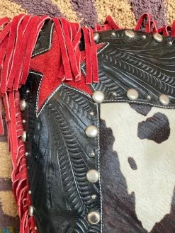 Vintage Cowhide + Leather Fringe Throwpillow