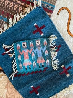 ALL HOME DECOR + ODDITIES Vintage Woven Wool Figural Table Rugs