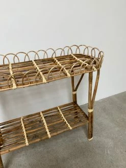 Vintage ALL HOME DECOR + ODDITIES 70s Bamboo Plant Stand W/ Shelf