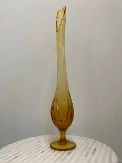 Vintage MCM Amber + Honey Swung Vase