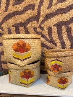 Feng Sway 70s Style Floral Woven Baskets ALL HOME DECOR + ODDITIES