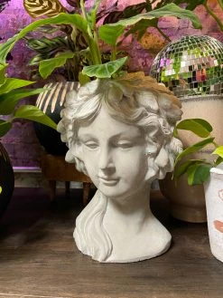 Feng Sway Exclusive Olive Wreath Goddess Head Planter FUN