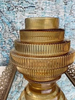 Feng Sway Tiered Amber Glass Flower Vase ALL HOME DECOR + ODDITIES