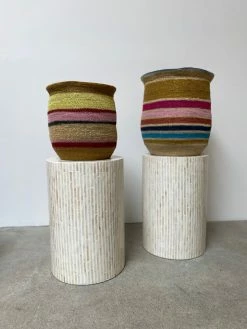 Feng Sway Exclusive Rainbow Stripe Plant Basket ~ 2 Sizes