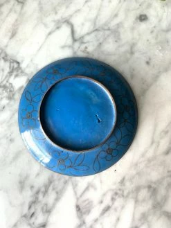 Vintage Turquoise Floral Cloisonné Enamel Dish ALL ALTAR DECOR