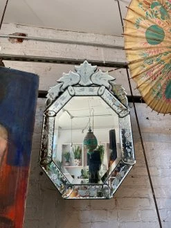 Antique Vintage Venetian Murano Glass Floral Mirror