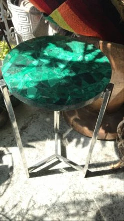 ALL HOME DECOR + ODDITIES Vintage Malachite Top End Table