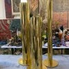 FENG SWAY 80s Deco Gold Chrome Fluted Vases ALL HOME DECOR + ODDITIES