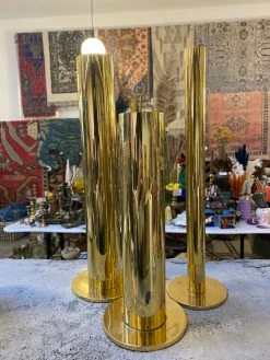 FENG SWAY 80s Deco Gold Chrome Fluted Vases ALL HOME DECOR + ODDITIES