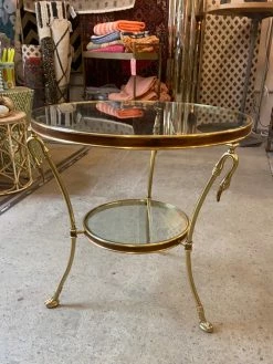 Feng Sway Brass Swan Clawfoot Coffee Table