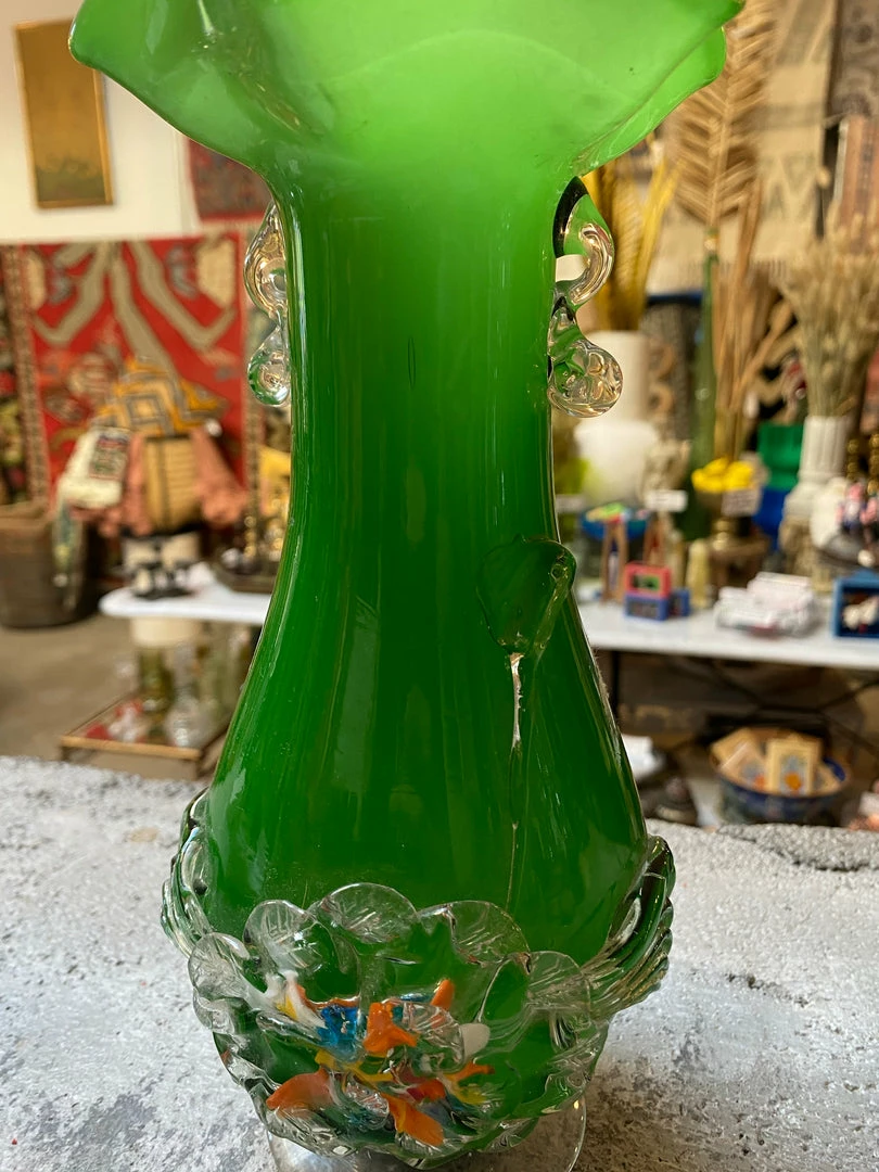 Antique Kelly Green Gardens Italian Murano Vase ALL RITUAL 4 Antique Kelly Green Gardens Italian Murano Vase ALL RITUAL