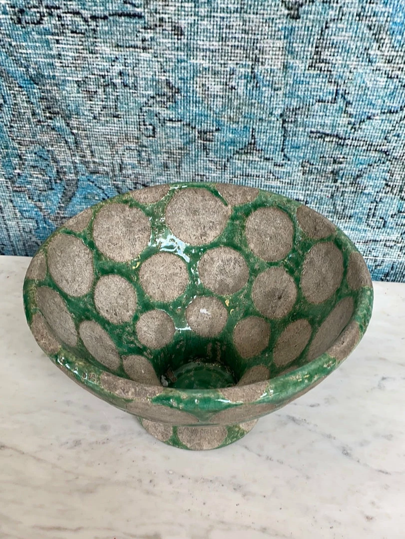 Feng Sway Spotted Green Ceramic Centerpiece Bowls 4 Feng Sway Spotted Green Ceramic Centerpiece Bowls
