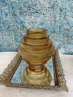 Feng Sway Tiered Amber Glass Flower Vase ALL HOME DECOR + ODDITIES