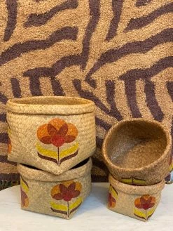 Feng Sway 70s Style Floral Woven Baskets ALL HOME DECOR + ODDITIES