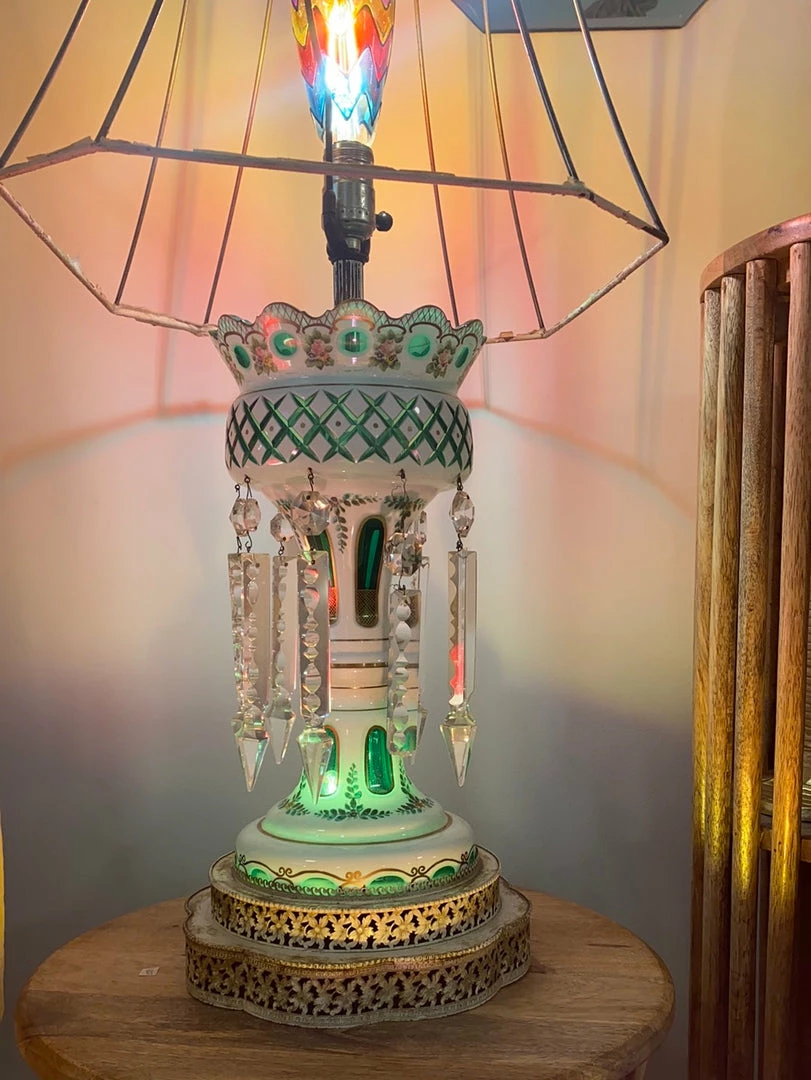 FENG SWAY Ceramic Rose Lamp With Crystal Drops 3 FENG SWAY Ceramic Rose Lamp With Crystal Drops