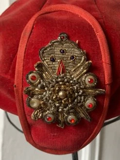 Vintage 1950s Red Velvet Appliqué Fascinator HATS 10 Vintage 1950s Red Velvet Appliqué Fascinator HATS