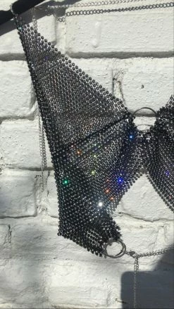 Feng Sway Rhinestone Mesh Bra Top