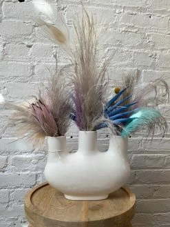 FENG SWAY BUD VASES MCM White 3-Hole Flower Vase