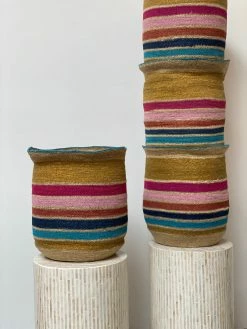 Feng Sway Exclusive Rainbow Stripe Plant Basket ~ 2 Sizes