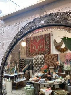 ALL HOME DECOR + ODDITIES Antique Silver Tone Metal Floral Circle Mirror