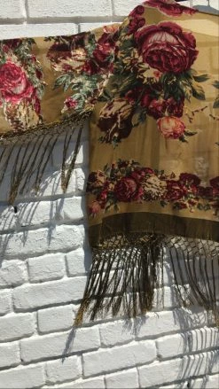 Feng Sway Exclusive Olive Floral Burnout Velvet Robe