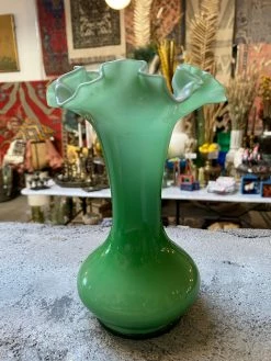 Antique ALL RITUAL Emerald Lettuce Italian Vase