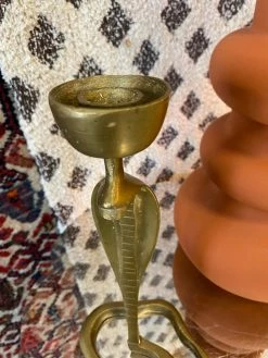 Vintage King Cobra Brass Candle Holder