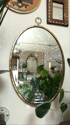 Feng Sway Exclusive Gold Oval Hanging Mirror