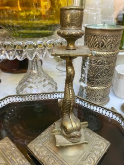 Vintage ALL RITUAL Brass Koi Candle Holder