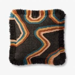Feng Sway Exclusive Black Rainbow Fringe Pillow